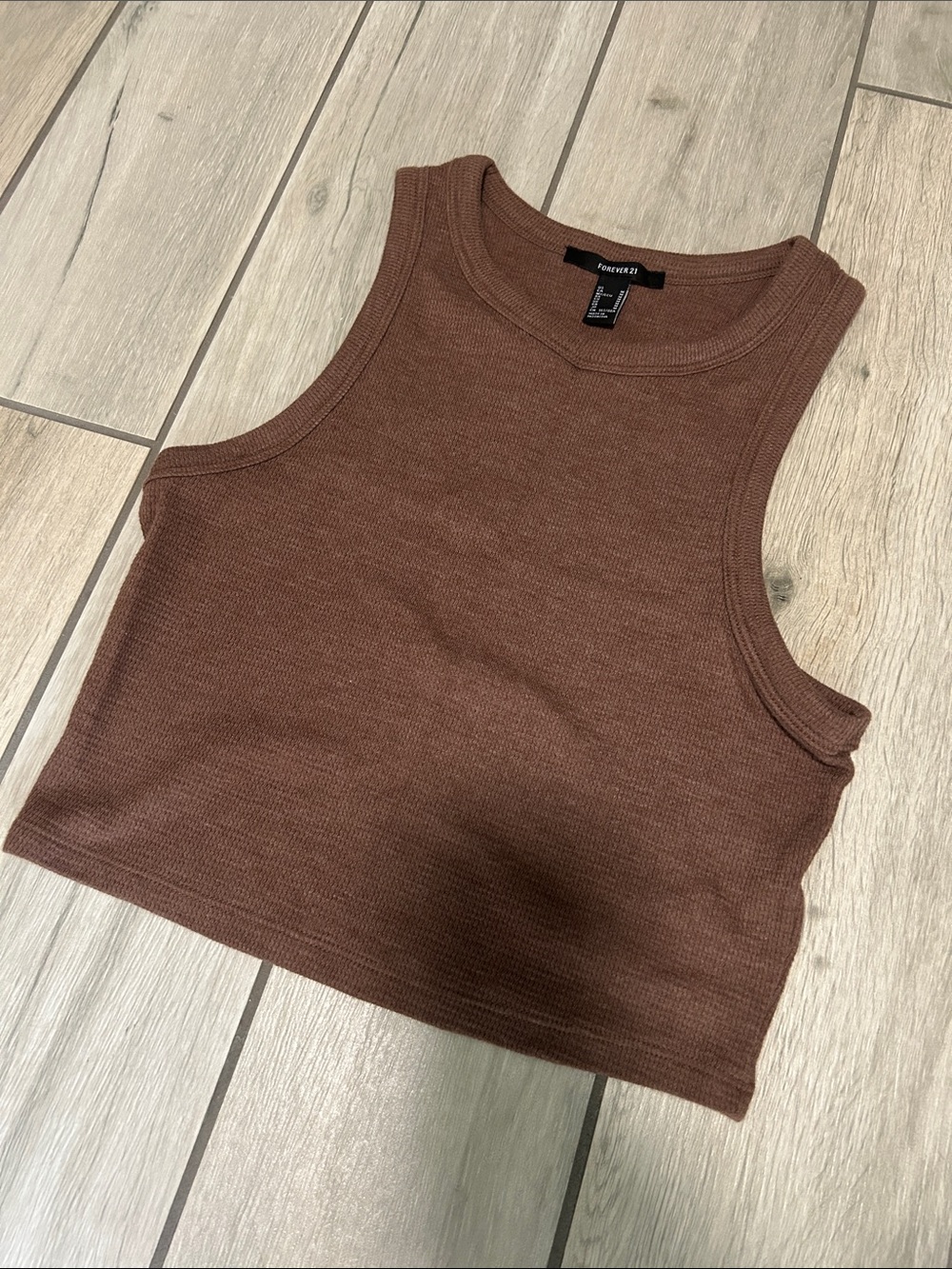 Forever 21 Chocolate Brown Ribbed Cropped Tank